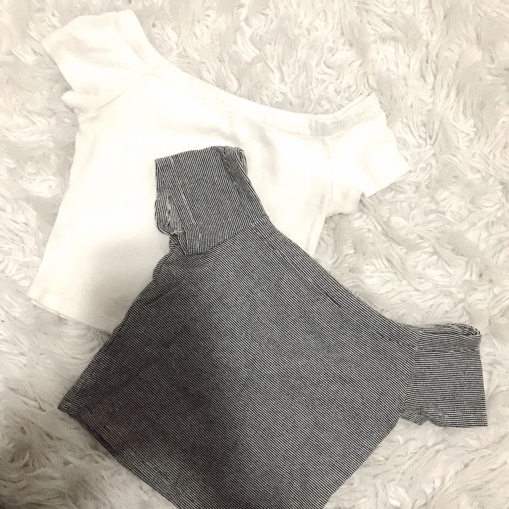 Zara off the shoulder basics crop tops